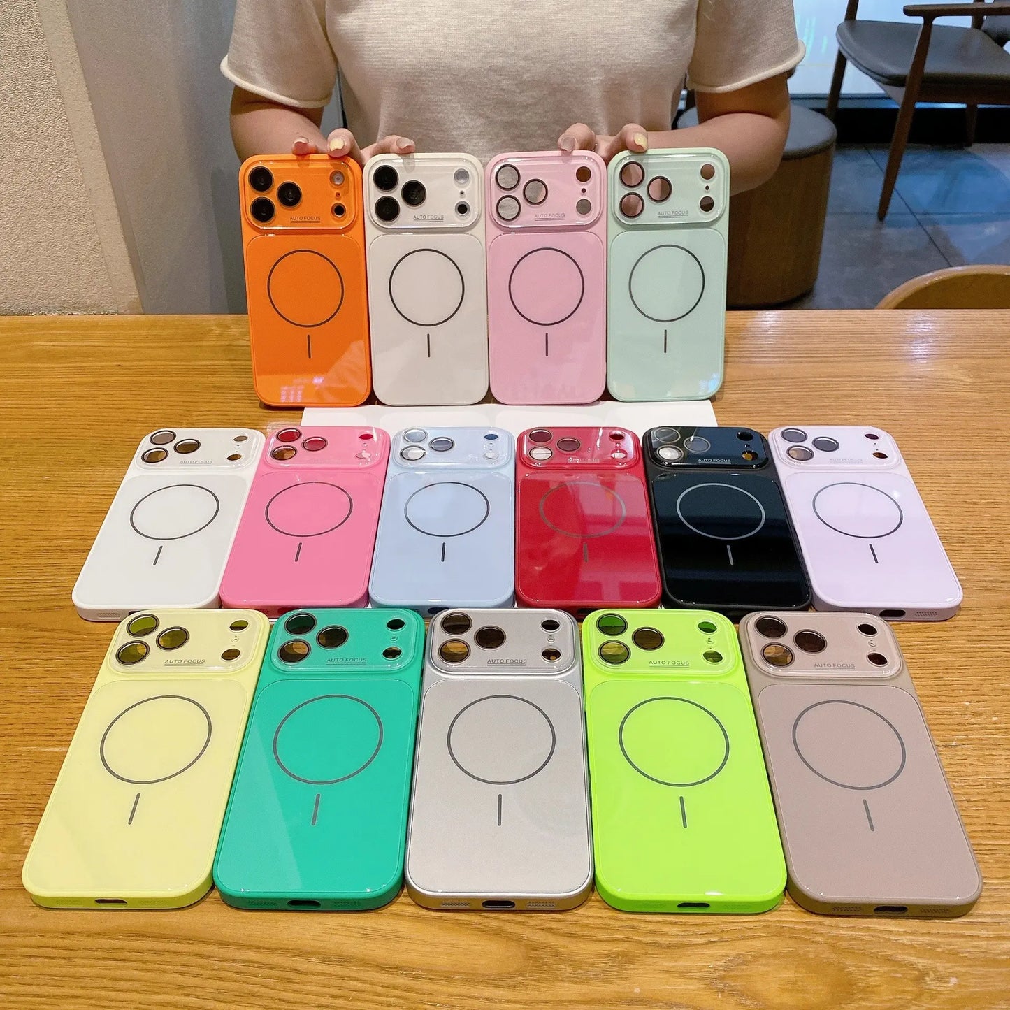 Magnetic Glass Back Smartphone Casing with Built-In Lens Protector, Anti-Fingerprint Handheld Cellphone Case for Iphone 17 Pro Max, 16, 15, 14, 13 Series - New Summer Vibe, Cover