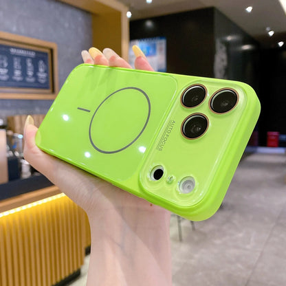 Magnetic Glass Back Smartphone Casing with Built-In Lens Protector, Anti-Fingerprint Handheld Cellphone Case for Iphone 17 Pro Max, 16, 15, 14, 13 Series - New Summer Vibe, Cover