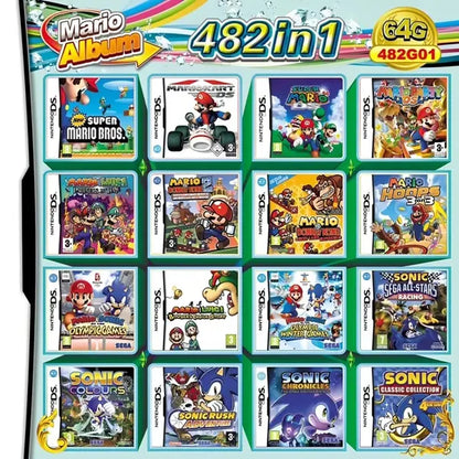 Nintendo DS 482 in 1 Games Mario Album for NDS NDSL Ndsi 3DS 2DS - Multi Game Collection