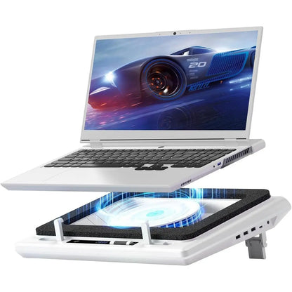 Dealsforyoudays Llano V12 Ultra Laptop Cooling Pad with Smart Software Control, RGB Gaming Laptop Fan Cooler Stand, 5.5" Turbo Fan, Adjustable Speed, 3*USB 3.0 Ports, 3 Height Stands, for 15.6"-21" Laptops Tiktokshopbacktoschool