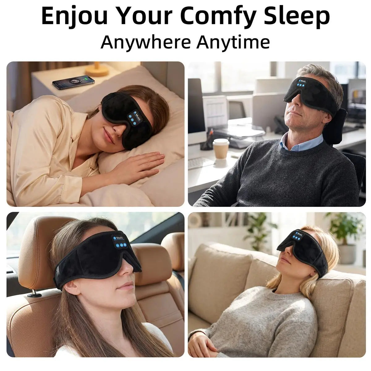 3D Bluetooth Sleep Mask Headphones for Insomnia, Morelax Adjustable 100% Blackout Wireless Eye Mask with Headphones, HD Stereo, Perfect for Home, Travel, Office, Yoga, Gift for Friends