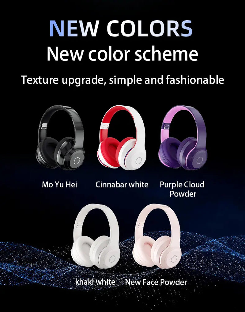 Over-Ear Wireless Bluetooth Headphones LED Light up Hybrid Noise Reduction Hi-Res Audio Deep Bass Hi-Fi Stereo 100H Long Playtime Foldable Lightweight Headset Soft Comfort Earpads Built-In Mic Compatible Ios/Android/Pc for Office Travel Gym Outdoor Black