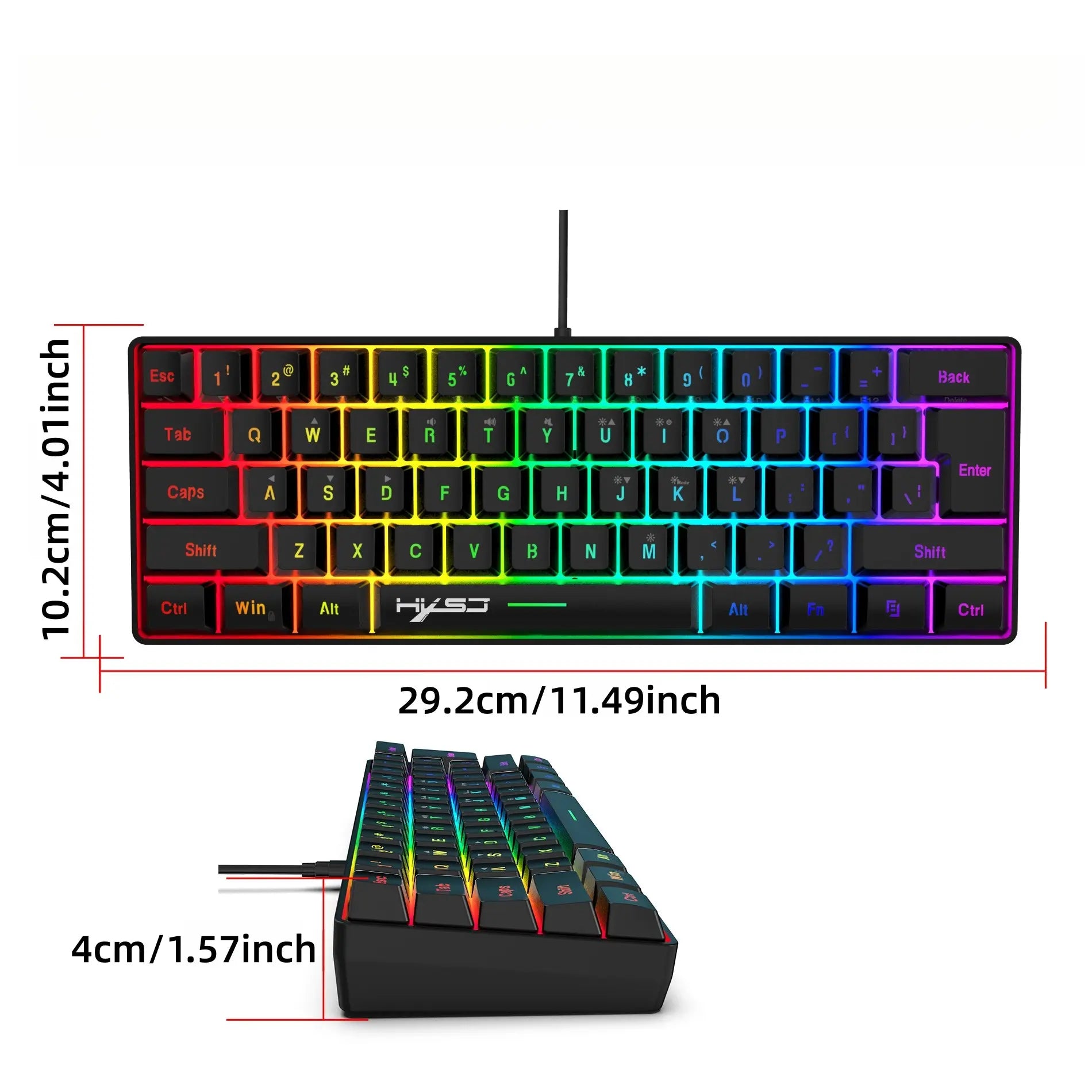 Gaming Keyboard and Mouse Combo, Gaming PC Accessories, 61 Keys, Compact RGB Wired Keyboard Mouse, Ergonomic Design, Compatible with Ps4, Xbox, PC, Laptop, MAC, Mini