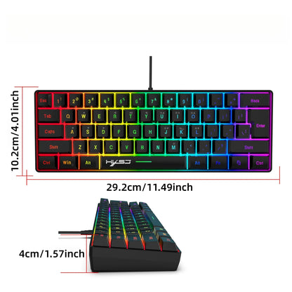 Gaming Keyboard and Mouse Combo, Gaming PC Accessories, 61 Keys, Compact RGB Wired Keyboard Mouse, Ergonomic Design, Compatible with Ps4, Xbox, PC, Laptop, MAC, Mini