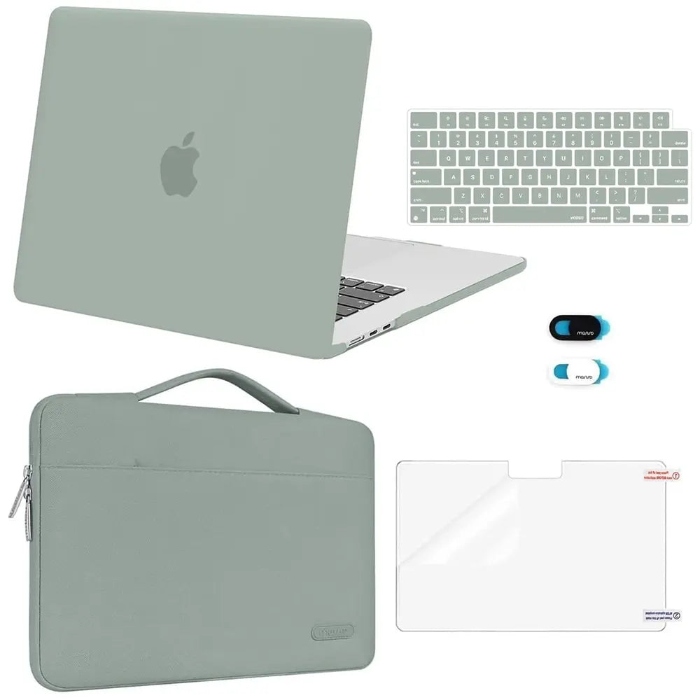 MOSISO Compatible with Macbook Air 15 Inch Case M5 2026 M4 2025 M3 M2 2024 2023 A3448 A3241 A3114 A2941,Protective Hard Shell&Carrying Sleeve Bag&Keyboard Cover&Webcam Cover&Screenfilm, School, Commuting, Daily Protection, Screen Protector, Plastic, Polyc