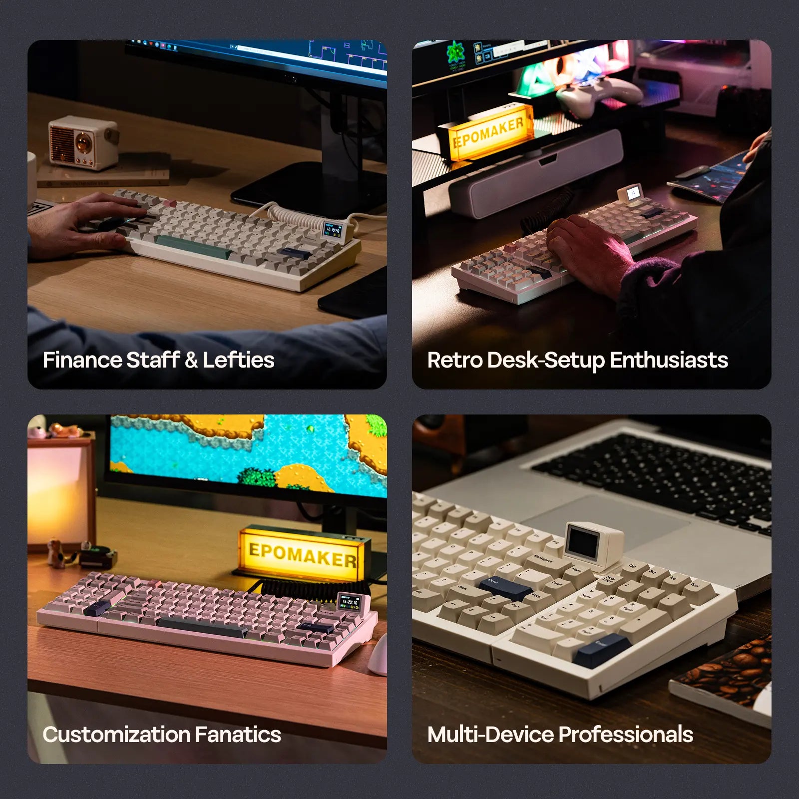 EPOMAKER RT98 Creative Modular Retro Gaming Keyboard with Detachable Mini TV Hot Swap Tri-Mode BT/2.4G/USB-C Custom Driver RGB Backlit PBT Keycap for Win/Mac Computers & Office Equipment Keyboards Creamy Keyboard Back to School Shopping, Pbt Keycaps, Deta