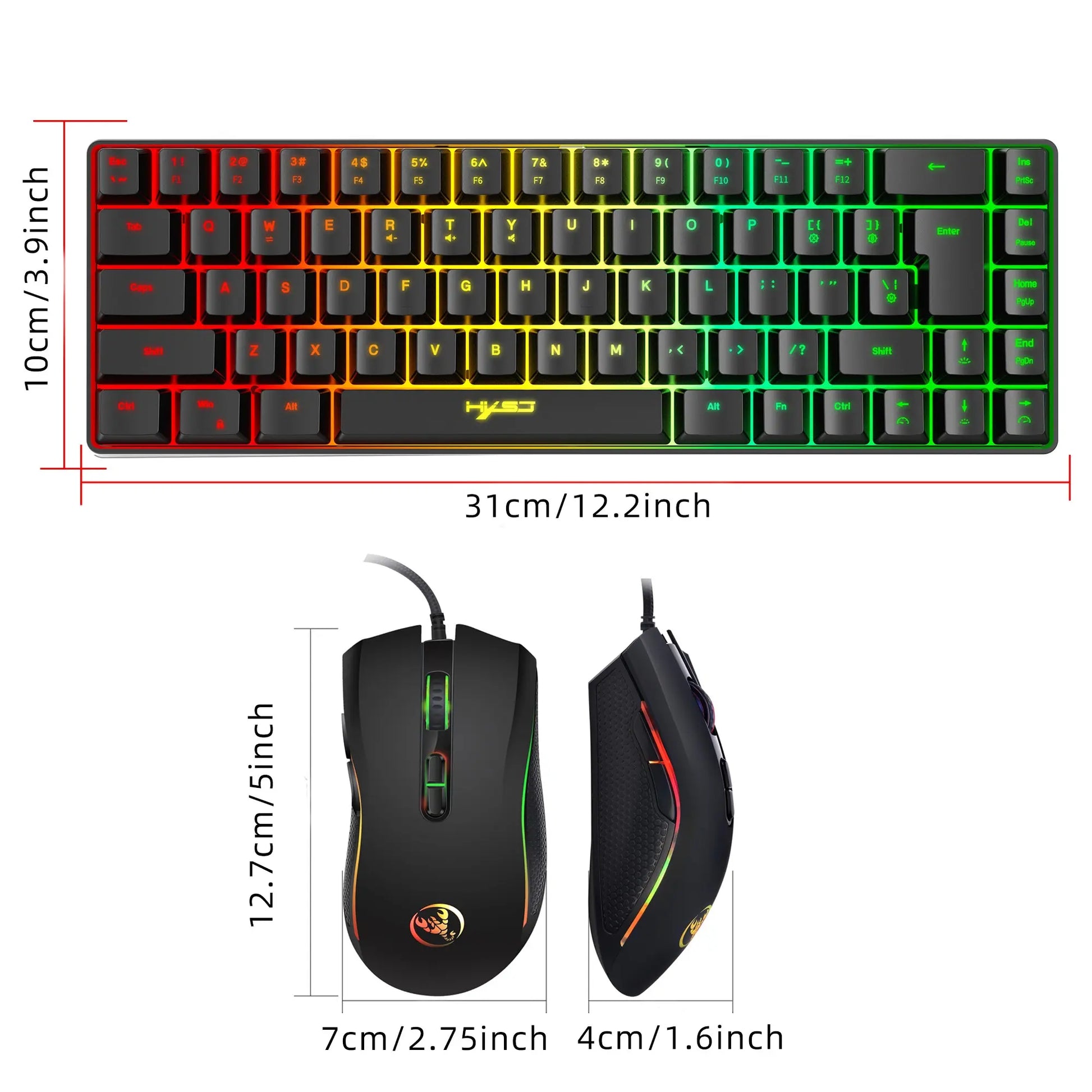Hxsj-68 Key Wired Membrane Keyboard + Wired Mouse Set, Ideal for Gaming and Office Use, Durable Design for Daily Tasks