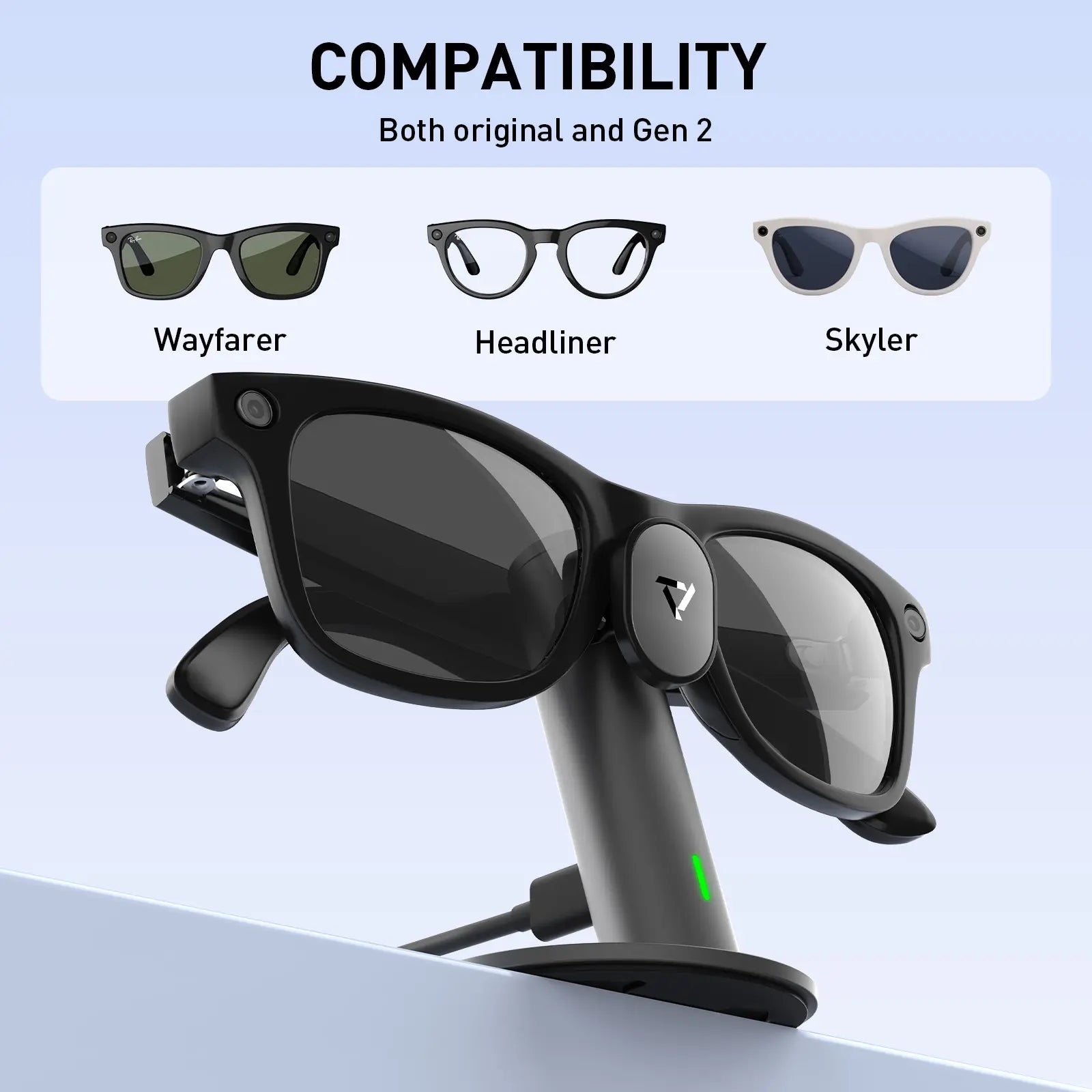 PRISMXR Ray-Ban Meta Aluminium Charging Stand - Carina S1 Desk Dock with Stand Charging Cable for Ray-Ban Meta Wayfarer, Headliner & Skyler (Gen 1 & 2) | Wearable Electronic Gadgets Accessories (Glasses Not Included) Usb Charge Chargeable