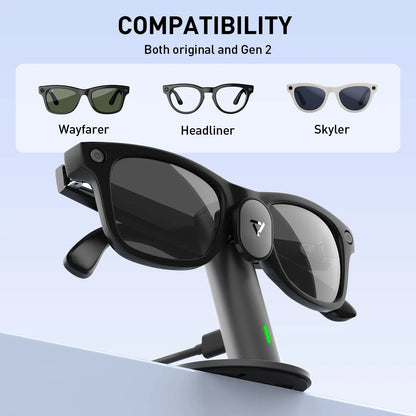 PRISMXR Ray-Ban Meta Aluminium Charging Stand - Carina S1 Desk Dock with Stand Charging Cable for Ray-Ban Meta Wayfarer, Headliner & Skyler (Gen 1 & 2) | Wearable Electronic Gadgets Accessories (Glasses Not Included) Usb Charge Chargeable
