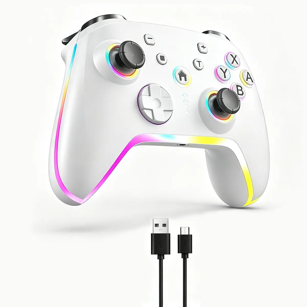 Wireless Pro Switch Controller for Switch 2/Switch/Lite/Oled,Replace for Switch Accessories Upgraded,Support PC Game Android/Ios with 7 RGB LED Lights,Built-In 800Mah Battery,Programmable, Effect Joystick.Adjustable Turbo Dual Vibration Function, Console