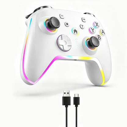 Wireless Pro Switch Controller for Switch 2/Switch/Lite/Oled,Replace for Switch Accessories Upgraded,Support PC Game Android/Ios with 7 RGB LED Lights,Built-In 800Mah Battery,Programmable, Effect Joystick.Adjustable Turbo Dual Vibration Function, Console