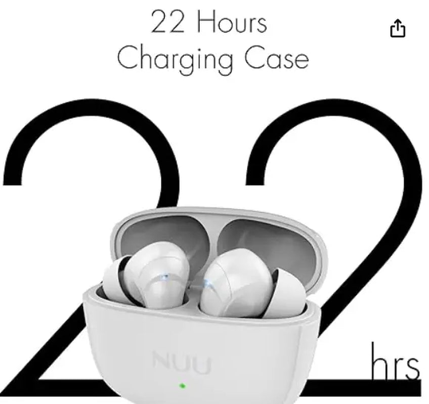NUU Buds A - Wireless Active Noise Cancelling Earbuds with ENC Voice Call Reduction, 30 Hours Playtime, and Sleek Pearl White Design