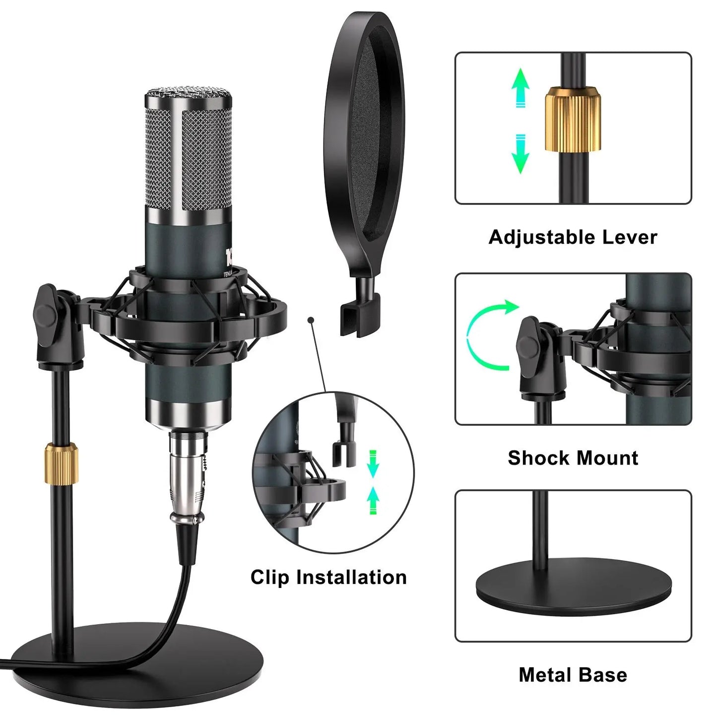 AY LIVE P15 Tenlamp G10-P15 Professional Sound Card Kit with Custom Sound Effects and Condenser Microphone for Live Streaming, Gaming, Vocals, Podcasting, Featuring 2-Stage Noise Cancellation and Computer Audio Mixer (Available as Single Card or Bundle)