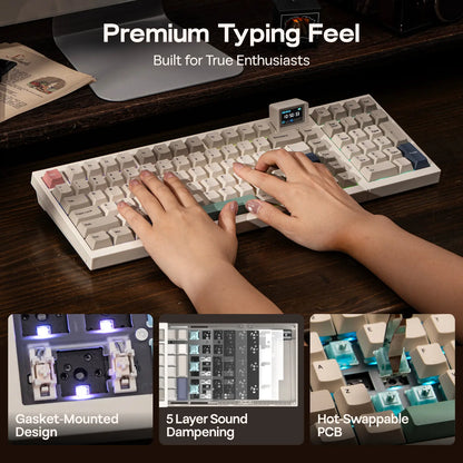 EPOMAKER RT98 Creative Modular Retro Gaming Keyboard with Detachable Mini TV Hot Swap Tri-Mode BT/2.4G/USB-C Custom Driver RGB Backlit PBT Keycap for Win/Mac Computers & Office Equipment Keyboards Creamy Keyboard Back to School Shopping, Pbt Keycaps, Deta