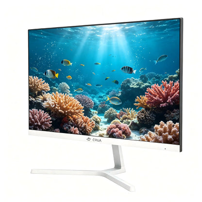 CRUA 22 Inch White Desktop Monitor FHD 1080P 100Hz, 120% Srgb Color, Low Blue Light, VGA HDMI Input, VESA Wall‑Mount Compatible for Home & Office