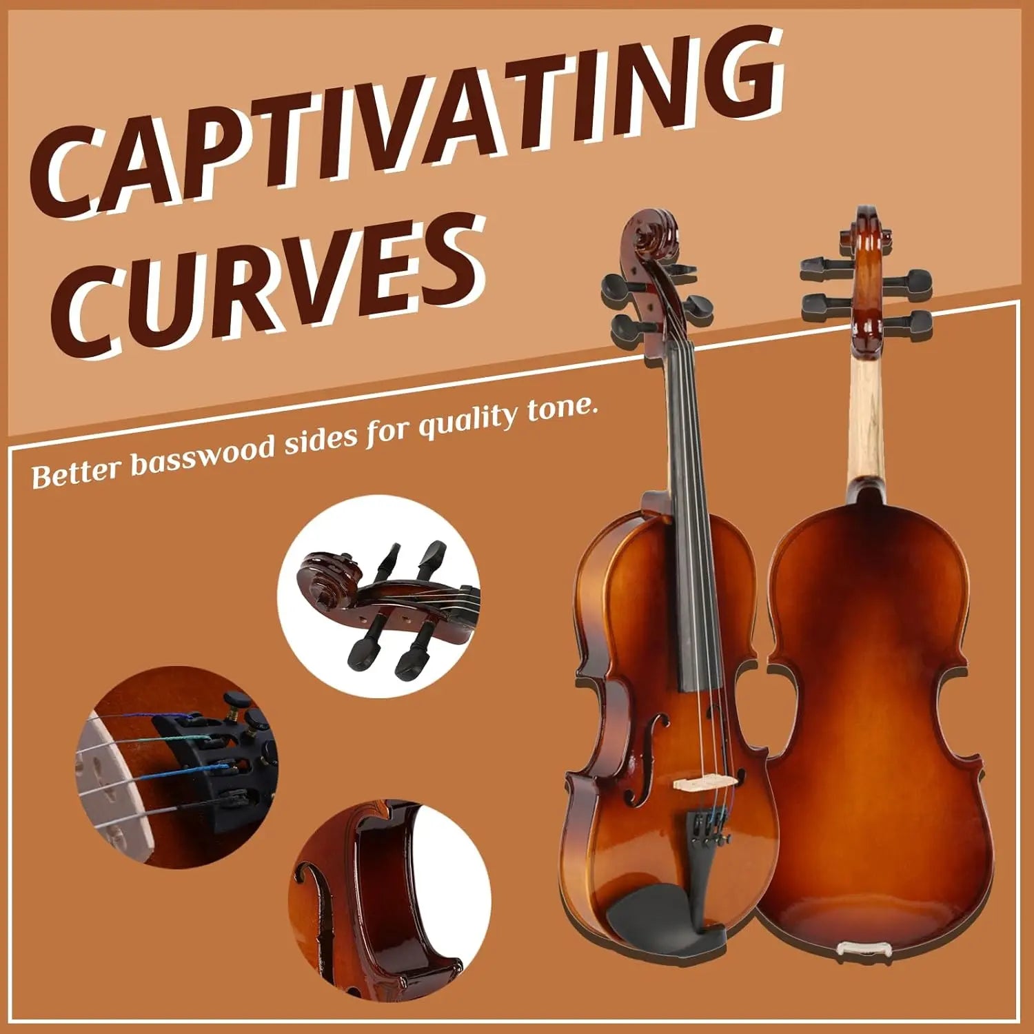Violin 1/2 Size for Beginners, Set for Kids with Case, Rosin, Bow & Manual, Quarter Acoustic Violin Fiddle for Beginners Sohochic Tiktokshopbacktoschool