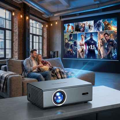 4K Smart Portable Projector, Summerwins Wifi 6 & Bluetooth 5.3 Projector with Auto Keystone Correction, Electric Focus, Built-In Speaker for Home Theater, Outdoor Movies & Gaming