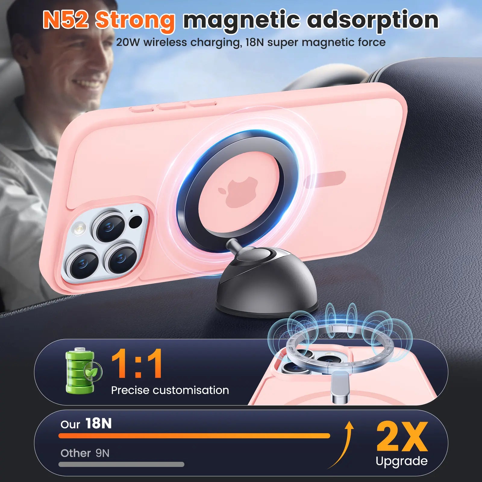 Puyateya Fashion Protective Magnetic Matte TPU Case with Magnetic Ring for Iphone 15/16/Pro/Pro Max, 3-Layer Shock TPU, Military Grade Anti-Drop, Anti-Scratch Translucent, Wireless Charge Compatible Phone Accessories
