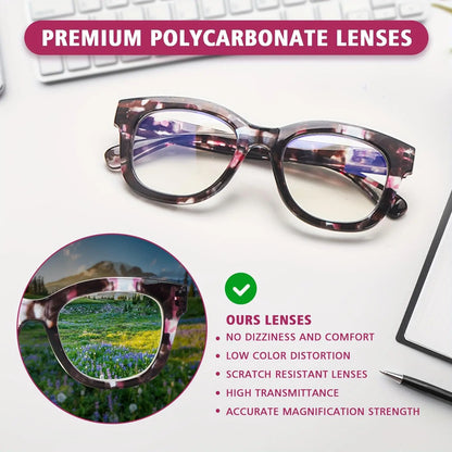 ZOELEAD 3-Pack Blue Light Blocking Reading Glasses for Men and Women - Tortolette Round-End Bendable Non-Prescription Frames with Spring Hinges for Computer Use