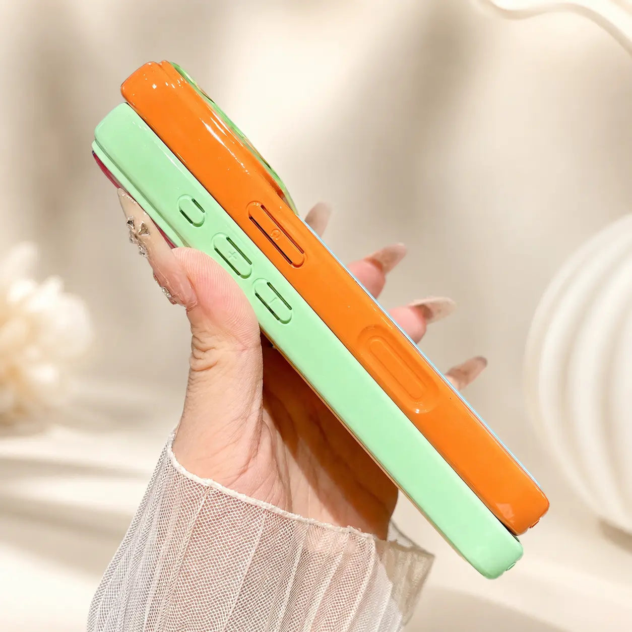 Glossy Dopamine Style Two-Tone Candy Color Phone Case for Iphone 17 16 15 14 Pro Max, Slim Hard Back Cover, Shockproof Protective Case for Women Girls,Back to School,Back to School Haul