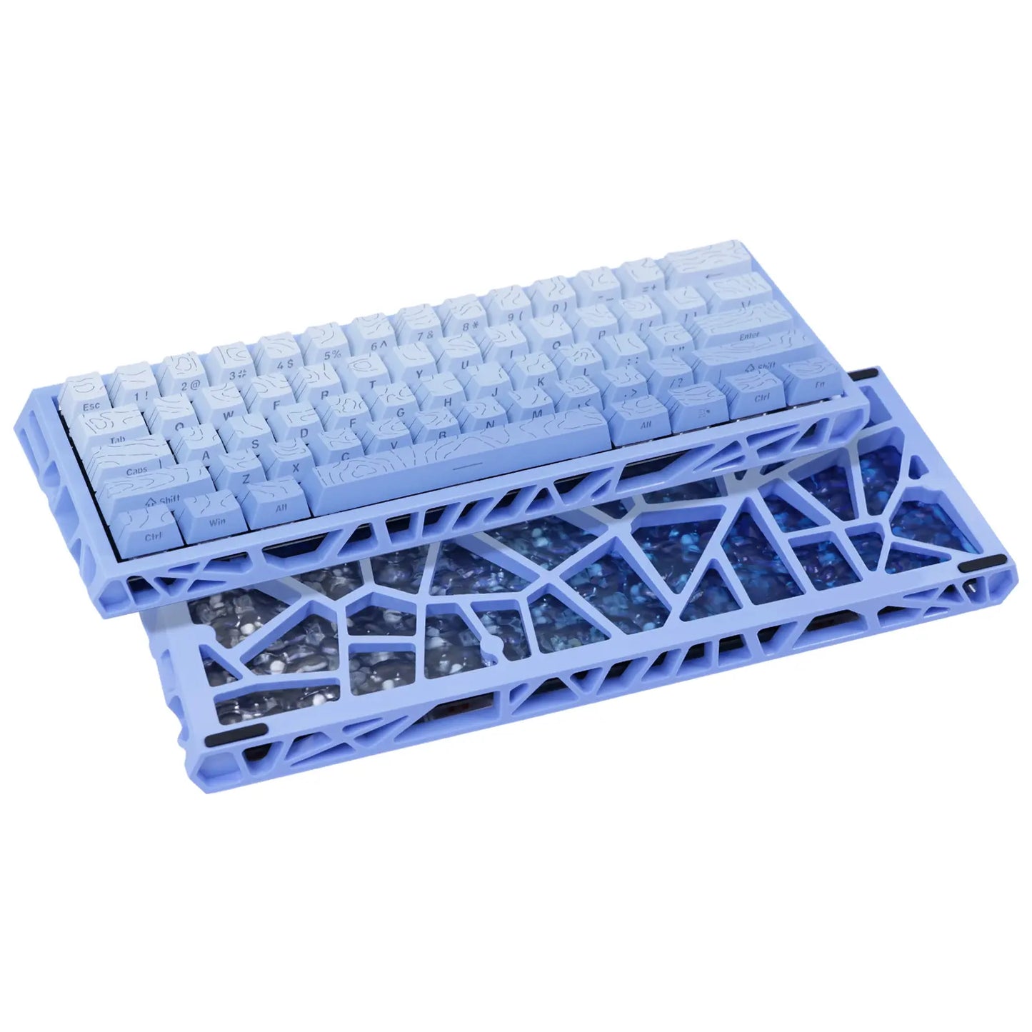 61-Key Gaming Keyboard — Desktop Setup: Gradient Color Scheme, Hot-Swappable Hollow Design, RGB Backlighting, Ultra-Compact Wired Design, Red Switches, Compatible with Windows/Macos, Suitable for Office and Gaming