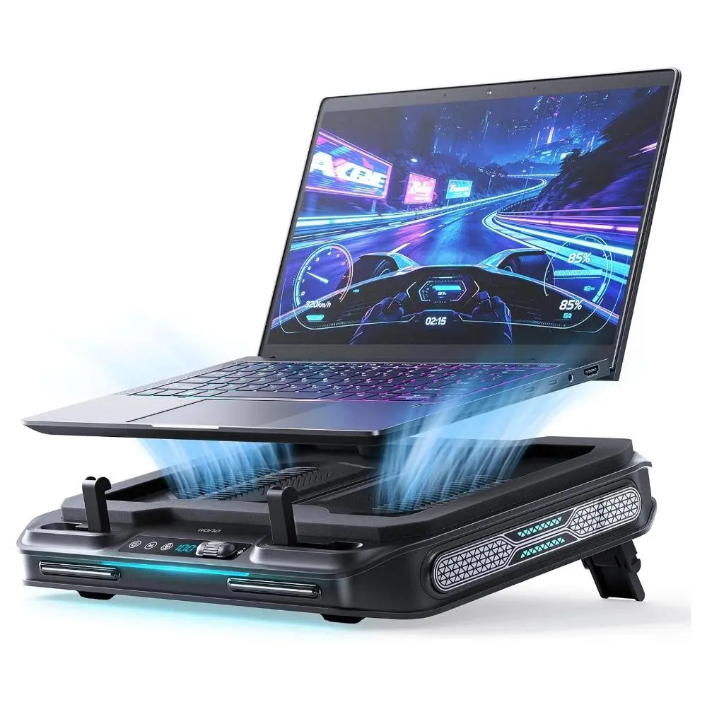 Dealsforyoudays Llano V12 Ultra Laptop Cooling Pad with Smart Software Control, RGB Gaming Laptop Fan Cooler Stand, 5.5" Turbo Fan, Adjustable Speed, 3*USB 3.0 Ports, 3 Height Stands, for 15.6"-21" Laptops Tiktokshopbacktoschool