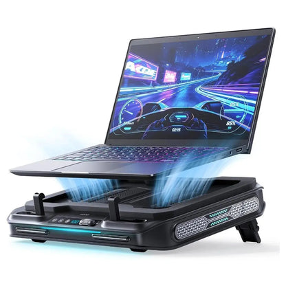 Dealsforyoudays Llano V12 Ultra Laptop Cooling Pad with Smart Software Control, RGB Gaming Laptop Fan Cooler Stand, 5.5" Turbo Fan, Adjustable Speed, 3*USB 3.0 Ports, 3 Height Stands, for 15.6"-21" Laptops Tiktokshopbacktoschool
