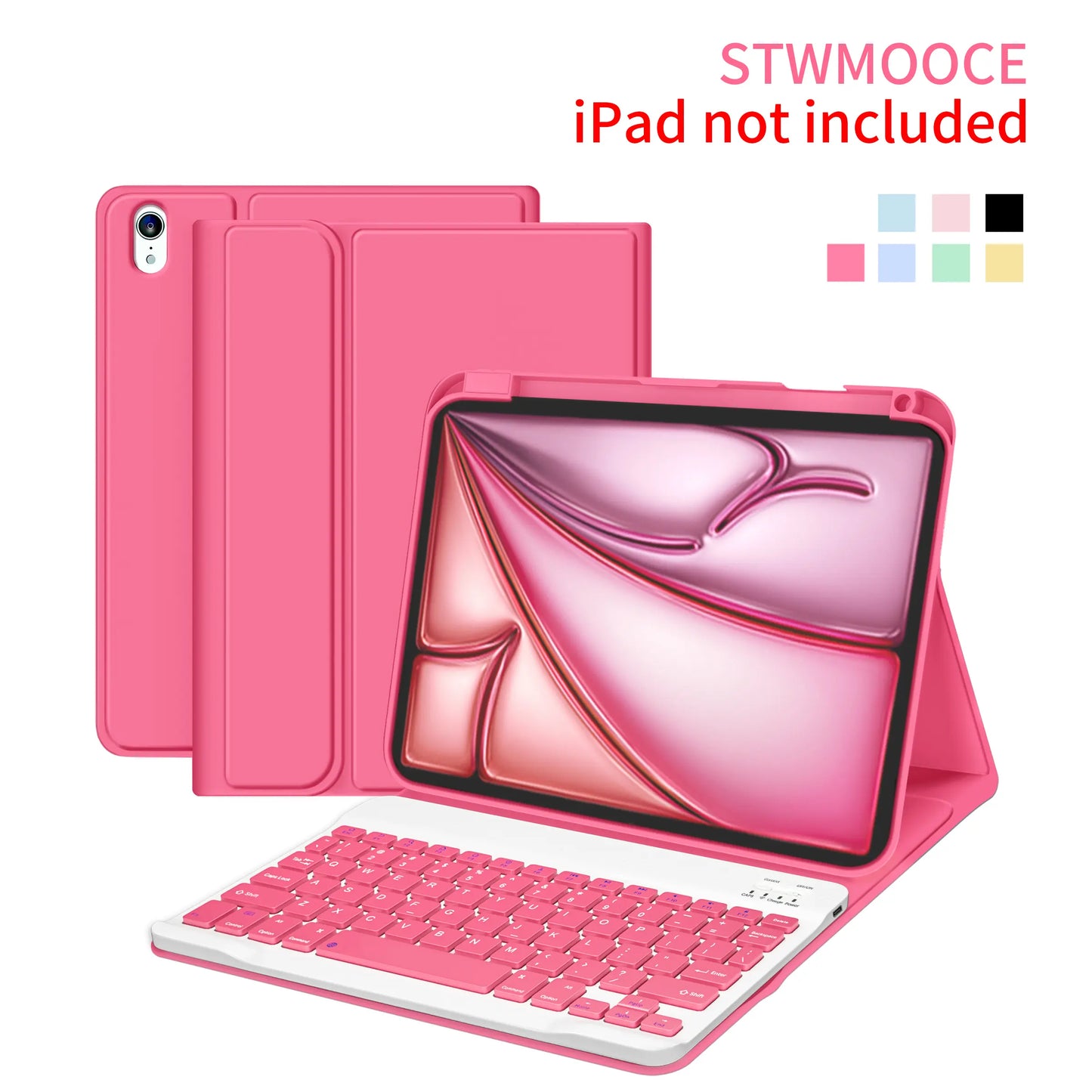 STWMOOCE Ipad Case with Wireless Keyboard, Detachable Tablet Bluetooth Keyboard Magnetic Cute Case for 10.2-Inch Ipad 7/8/9Th, 10.9/11-Inch Ipad 10Th/A16, Ipad Air 4/5Th, 11-Inch Ipad Air M2/M3/M4, Ipad Pro 11-Inch 1/2/3/4Th Gen, Pencil Holder Pink Cover