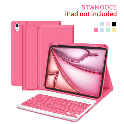 STWMOOCE Ipad Case with Wireless Keyboard, Detachable Tablet Bluetooth Keyboard Magnetic Cute Case for 10.2-Inch Ipad 7/8/9Th, 10.9/11-Inch Ipad 10Th/A16, Ipad Air 4/5Th, 11-Inch Ipad Air M2/M3/M4, Ipad Pro 11-Inch 1/2/3/4Th Gen, Pencil Holder Pink Cover
