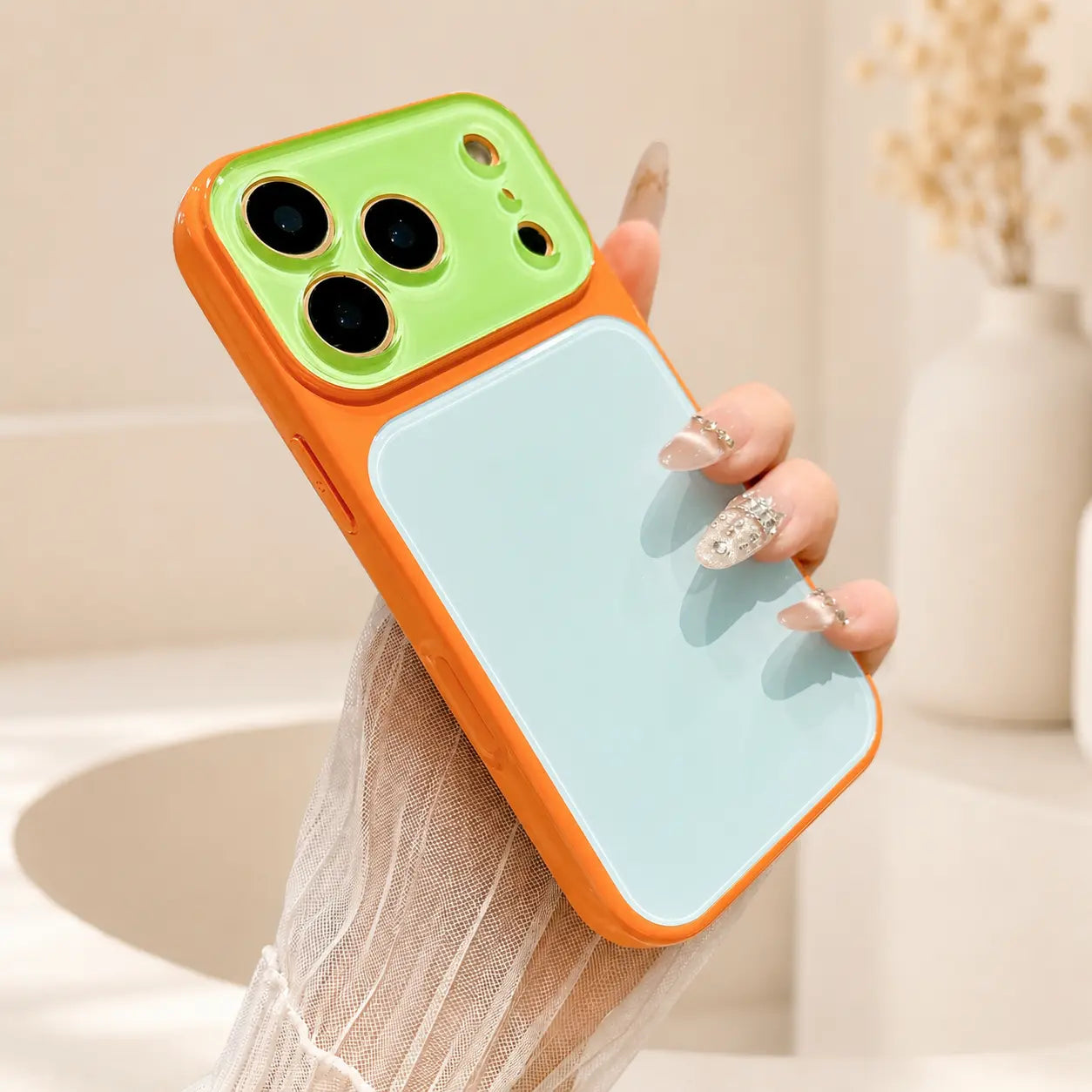 Glossy Dopamine Style Two-Tone Candy Color Phone Case for Iphone 17 16 15 14 Pro Max, Slim Hard Back Cover, Shockproof Protective Case for Women Girls,Back to School,Back to School Haul