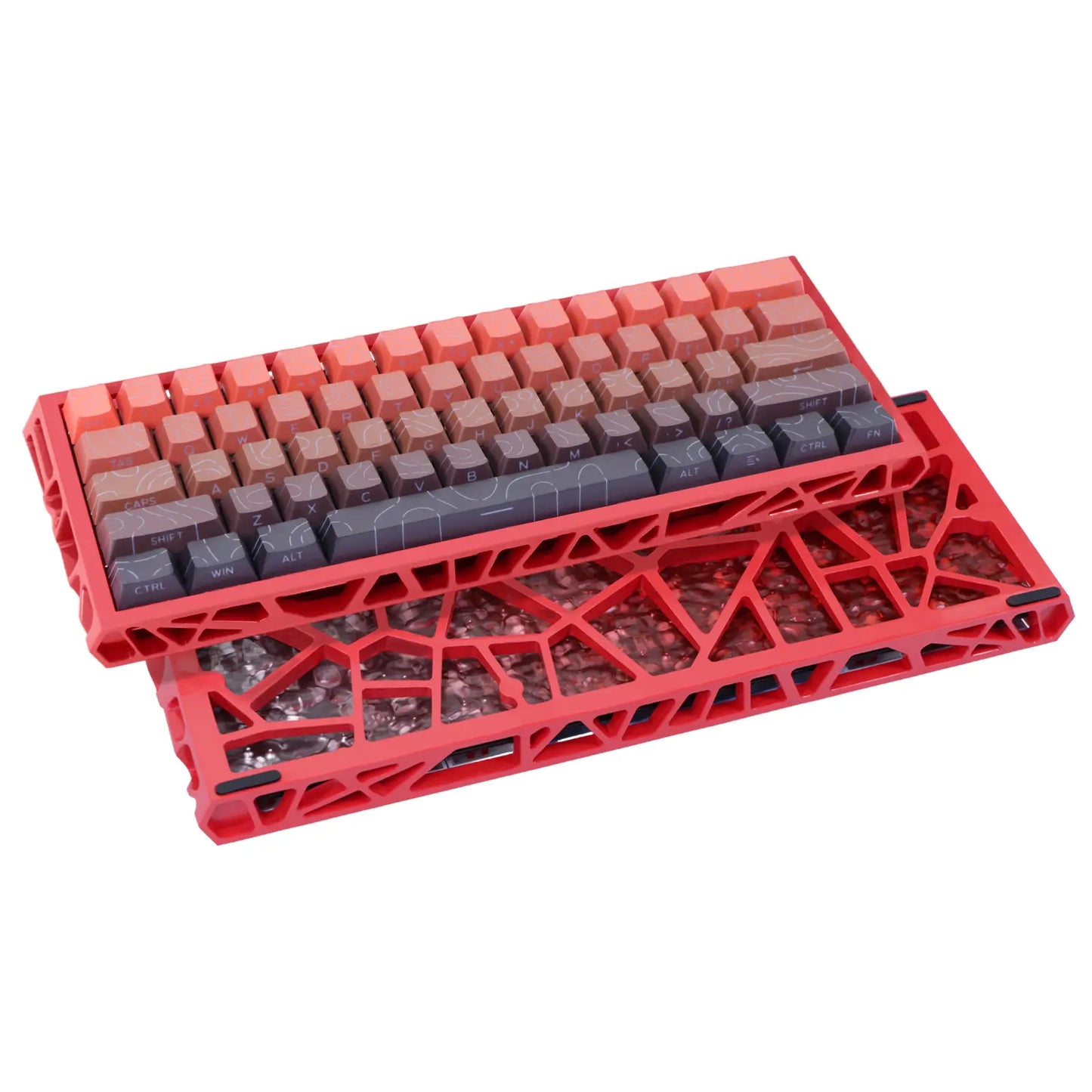 61-Key Gaming Keyboard — Desktop Setup: Gradient Color Scheme, Hot-Swappable Hollow Design, RGB Backlighting, Ultra-Compact Wired Design, Red Switches, Compatible with Windows/Macos, Suitable for Office and Gaming