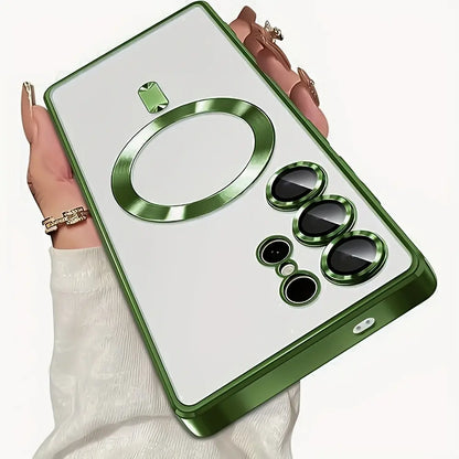 Luxury HD Transparent Magnetic Wireless Charging Phone Case with Lens Protector for Samsung Galaxy S26, S25, S24, S23, S22 Ultra Plus FE - Soft Shockproof Cover and Mobile Phone Accessories