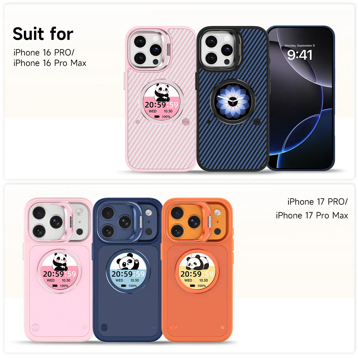 W&O Customizable E-Ink Smartphone Case for Iphone 16/17 Pro Max - Upgraded Ink Screen Smart Cover, DIY Image/Text Display, Shockproof Handheld Cellphone Protection, Wireless Charging Support, Unique Gift, Casing