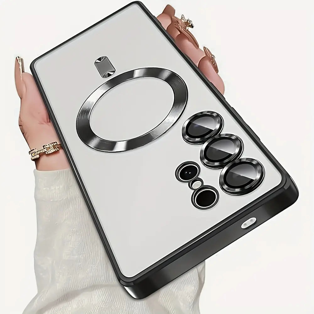 Luxury HD Transparent Magnetic Wireless Charging Phone Case with Lens Protector for Samsung Galaxy S26, S25, S24, S23, S22 Ultra Plus FE - Soft Shockproof Cover and Mobile Phone Accessories