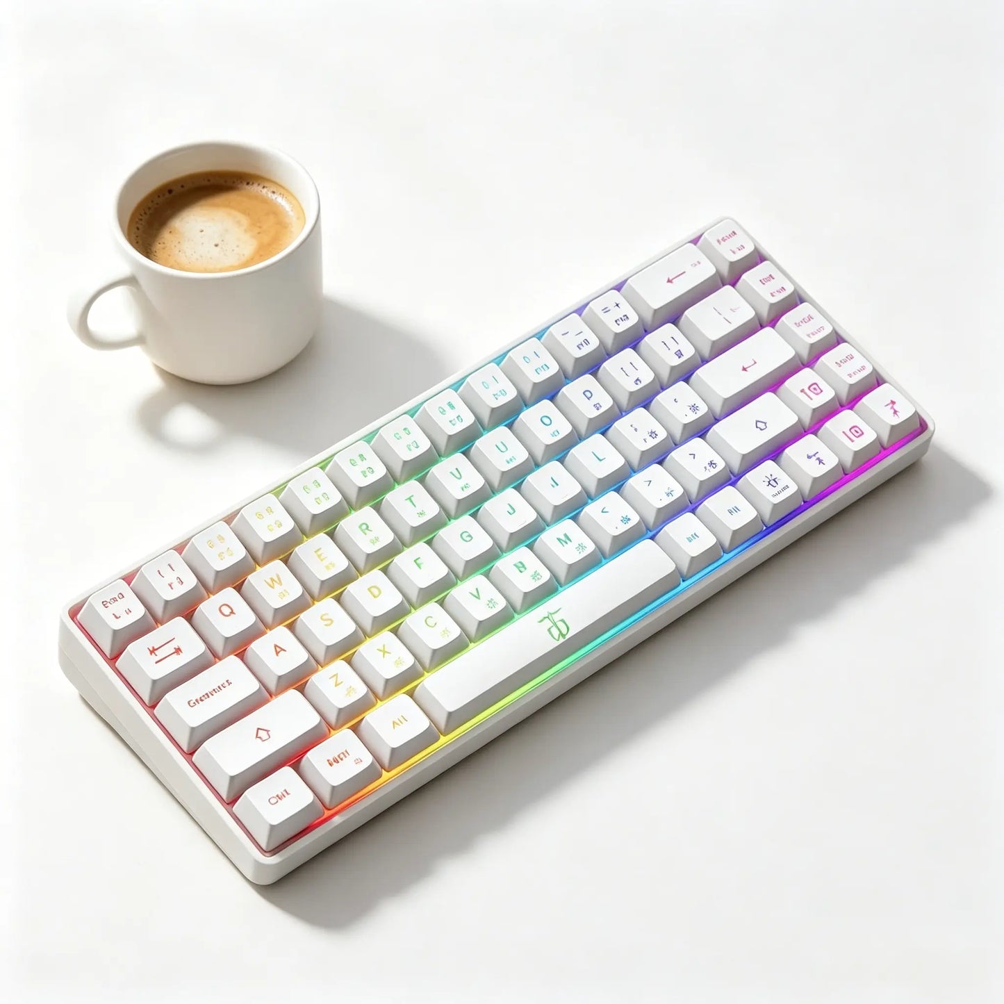 68 Keys 60% Gaming Keyboard, RGB Rainbow LED Backlit Mini Keyboard, Ergonomic Mechanical Feel Keyboard, Full Compatibility for Windows PC Laptop Compact
