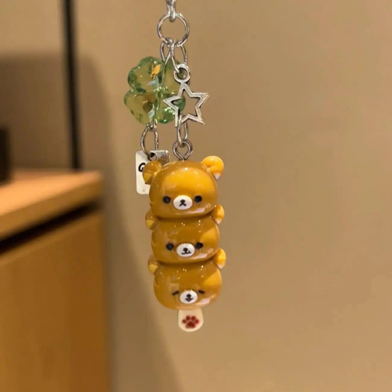 Kawaii Bear Phone Charm Pendant - Anime-Inspired Keychain Accessories for Keys, School Bags, iPhone 17 Pro Max, and AirPods