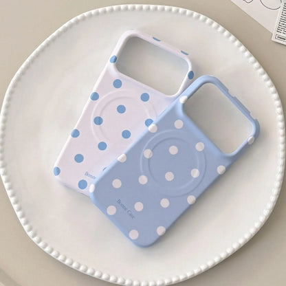 Magnetic Polka Dot Phone Case for Iphone 17 Pro Max, 16 Plus, 15, 14, 13 - Compatible with Magsafe,Matte Slim Durable, Shockproof Handheld Cellphone Devices Cover,Aesthetic Protective Phone Cover for Women Girl