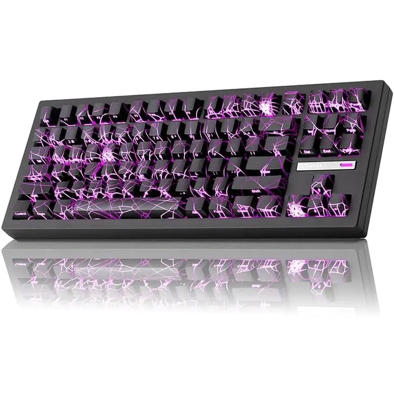ZORNHER ZH870 80% BT5.0 Wireless Mechanical Creamy Keyboard, Hot Swappable Linear Switches, RGB Lighting, 2.4Ghz/Usb C Connectivity, Spider Web IMD PC Keycaps, Keyboards for Gaming, Gaming PC Accessories Color Backlight Keyboard Computer Game Hardware Tik