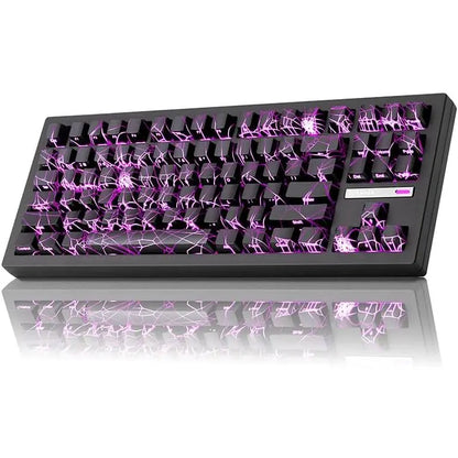 ZORNHER ZH870 80% BT5.0 Wireless Mechanical Creamy Keyboard, Hot Swappable Linear Switches, RGB Lighting, 2.4Ghz/Usb C Connectivity, Spider Web IMD PC Keycaps, Keyboards for Gaming, Gaming PC Accessories Color Backlight Keyboard Computer Game Hardware Tik
