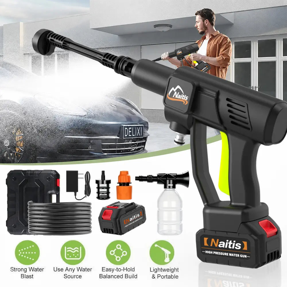 [Dealsforyou]Naitis 1500PSI Cordless Portable Power Washer 21V, 200W High Pressure Water Cleaner with 13000Mah Battery, Adjustable 6-In-1 Nozzle & Foam Bottle,For Valentine’S Day Gift Summervibes,Father'Sdaygifts, Pressure Washer, Cordless Pressure Washer
