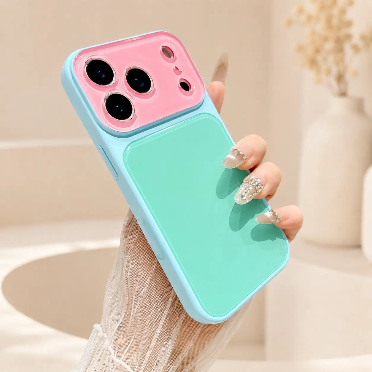 Glossy Dopamine Style Two-Tone Candy Color Phone Case for Iphone 17 16 15 14 Pro Max, Slim Hard Back Cover, Shockproof Protective Case for Women Girls,Back to School,Back to School Haul