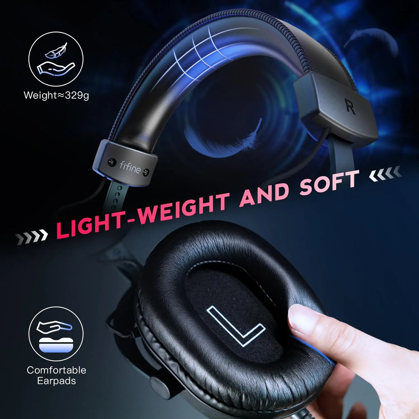Fifine Dynamic Microphone and Gaming Headset Bundle, 3.5Mm/Usb Wired Headset for PC/PS5/PS4, USB/XLR Podcast Recording Mic with RGB, Mute Button, Real-Time Monitoring for Vocal Youtube (Fifine H9+AM8)