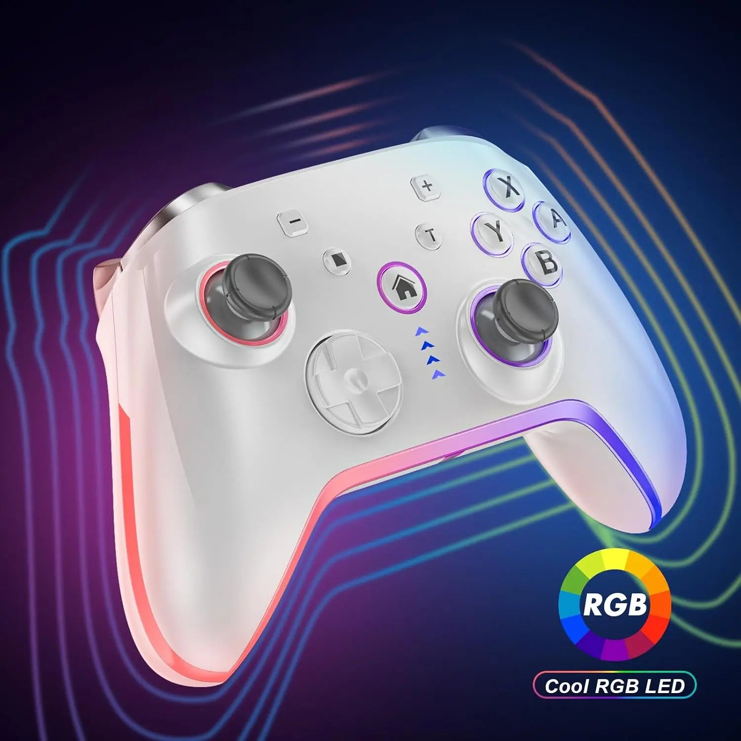 Wireless Pro Switch Controller for Switch 2/Switch/Lite/Oled,Replace for Switch Accessories Upgraded,Support PC Game Android/Ios with 7 RGB LED Lights,Built-In 800Mah Battery,Programmable, Effect Joystick.Adjustable Turbo Dual Vibration Function, Console