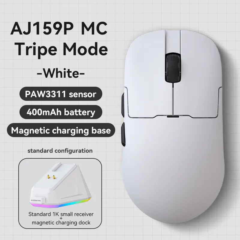 Ajazz AJ159 APEX Wireless Gaming Mouse, PC Accessory, 56G Ultra-Lightweight Ambidextrous Design, PAW3950 Sensor, Tri-Mode Connectivity, 32000 DPI, TFT Color Screen Charging Dock, Tft Screen,Back to School,Back to School Haul
