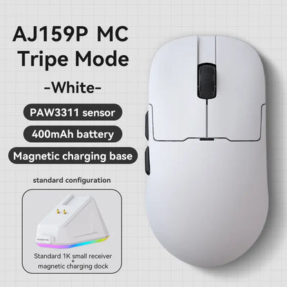 Ajazz AJ159 APEX Wireless Gaming Mouse, PC Accessory, 56G Ultra-Lightweight Ambidextrous Design, PAW3950 Sensor, Tri-Mode Connectivity, 32000 DPI, TFT Color Screen Charging Dock, Tft Screen,Back to School,Back to School Haul