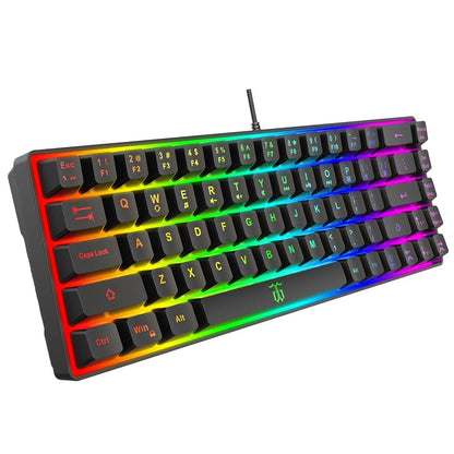 68 Keys 60% Gaming Keyboard, RGB Rainbow LED Backlit Mini Keyboard, Ergonomic Mechanical Feel Keyboard, Full Compatibility for Windows PC Laptop Compact