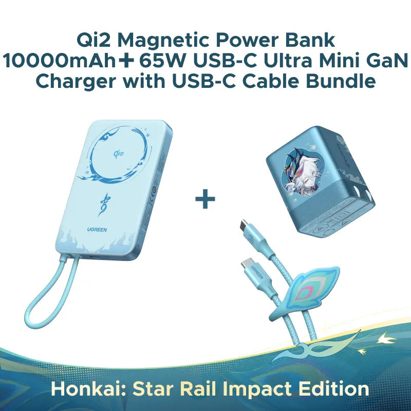 UGREEN × Honkai: Star Rail Edition 10000Mah 55W Built-In Cable Power Bank,Qi2 10000Mah Magnetic Power Bank,65W Mini USB C Charger Block Fast Charging with USB C Cable ,100W Retractable USB C Cable(3.3Ft ) ,Finetrack Mini2 Tracker Tags (Ios Only) Tiktoksho