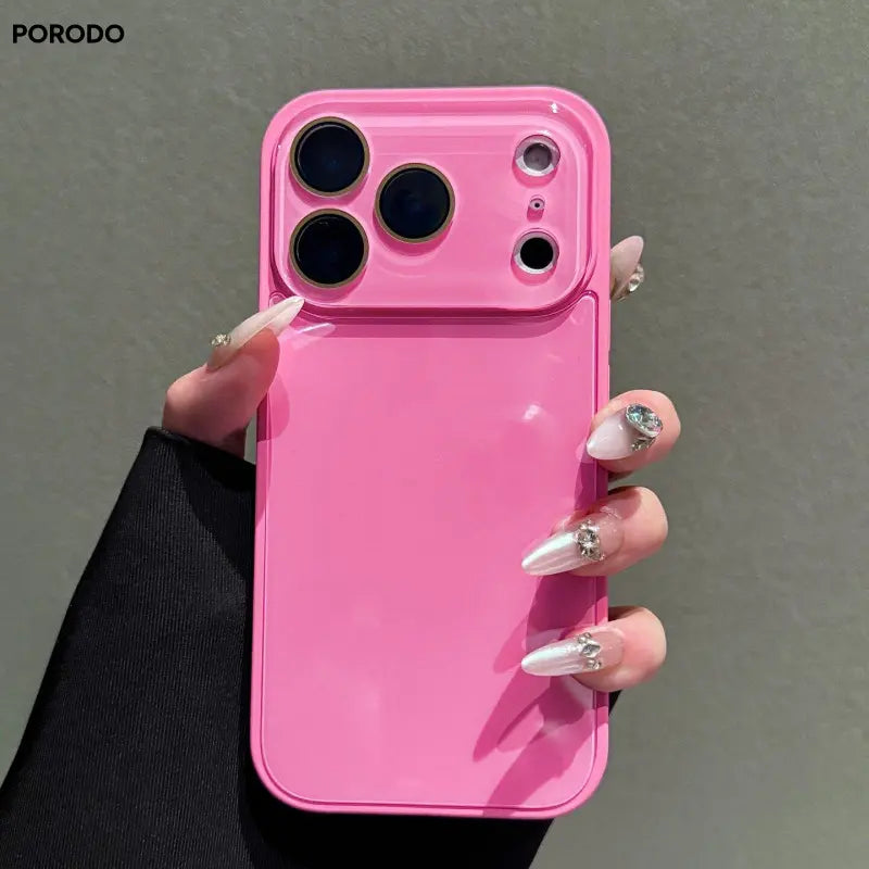PORODO for Iphone16 Promax.Candy Macaron Crystal Clear Iphone Case, Skin-Feel Soft TPU Bumper & Hard PC Back, Full Lens Protection, Cute Minimalist Pink & White, Compatible with Iphone 17/16/15/14/13 Pro Max Plus
