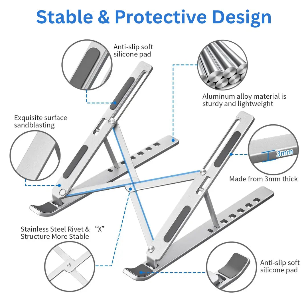 Laptop Stand for Desk – 7-Level Adjustable Ergonomic Laptop Riser with Storage Bag | Fits 10"–16" Macbook Air/Pro, HP, Dell, Lenovo & More