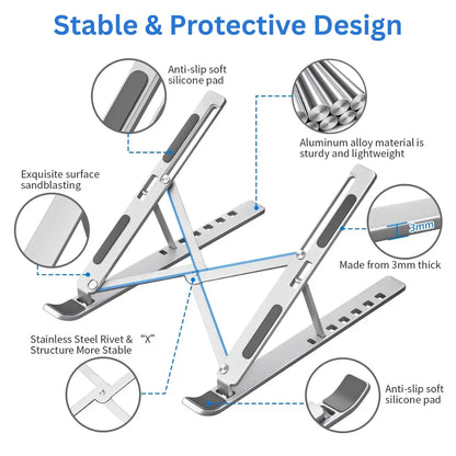 Laptop Stand for Desk – 7-Level Adjustable Ergonomic Laptop Riser with Storage Bag | Fits 10"–16" Macbook Air/Pro, HP, Dell, Lenovo & More